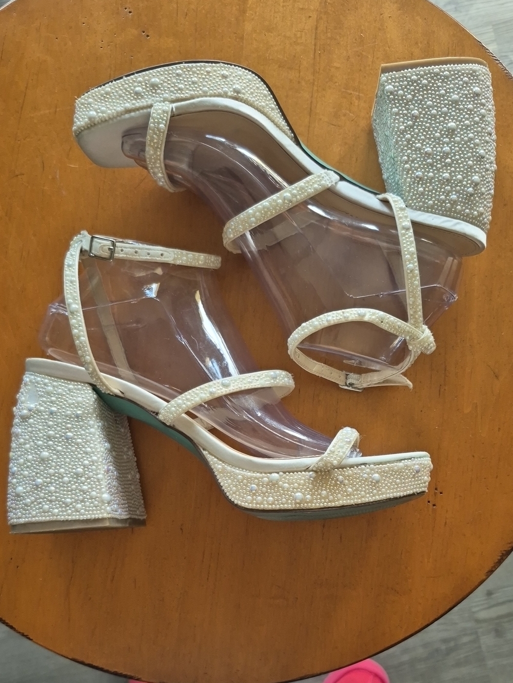 Betsey Johnson Denni Pearl Chunky Platforms with Ankle Straps. Size 8.5